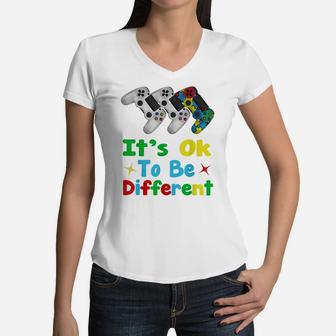 Boys Autism Gift Game Autism Awareness Month Day Men Kids Women V-Neck T-Shirt | Crazezy
