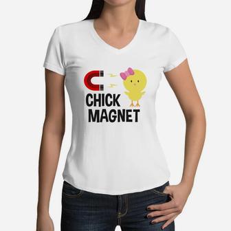 Chick Magnet Cute Tee For Boys Funny Easter Boys Women V-Neck T-Shirt - Thegiftio UK