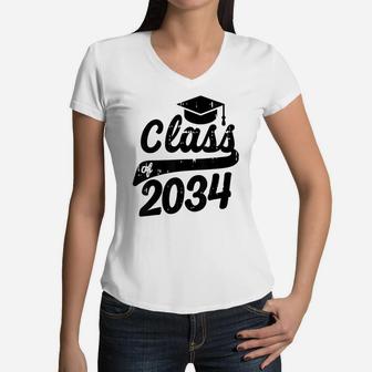 Class Of 2034 Grow With Me First Day Kindergarten Kids Gift Women V-Neck T-Shirt | Crazezy DE