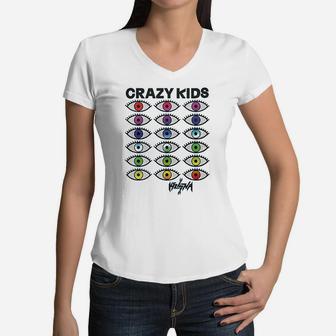 Crazy Kids Women V-Neck T-Shirt | Crazezy AU