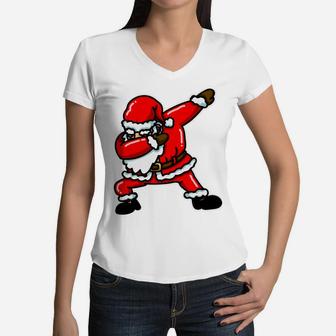 Dabbing Santa Hoodie Kids, Santa Claus Dab Christmas Gift Women V-Neck T-Shirt | Crazezy CA