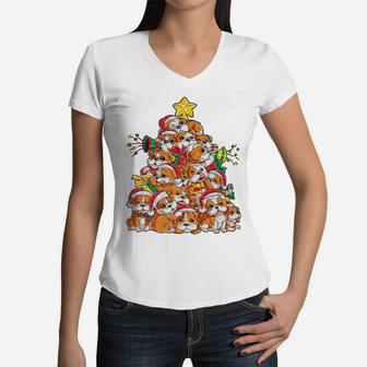 English Bulldog Christmas Tree Xmas Gifts Boys Kids Girls Women V-Neck T-Shirt | Crazezy CA