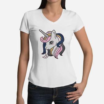 Eulla Girls Unicorn Women V-Neck T-Shirt | Crazezy AU