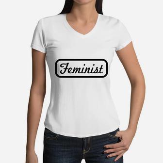 Feminist Woman Power Vintage Lady Girl Girlfriend Wife Gift Women V-Neck T-Shirt | Crazezy UK