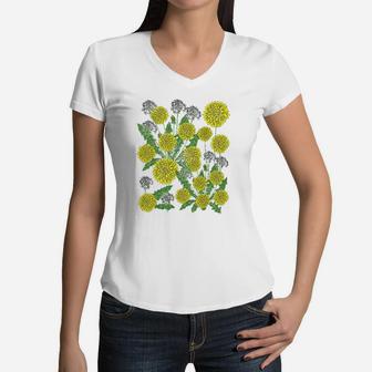 Flower Girls Dandelion Women V-Neck T-Shirt | Crazezy