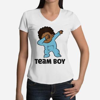 Gender Reveal Baby Shower Team Boy Women V-Neck T-Shirt | Crazezy DE