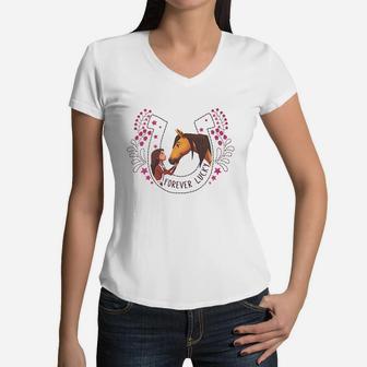 Girls Spirit Riding Free Women V-Neck T-Shirt | Crazezy