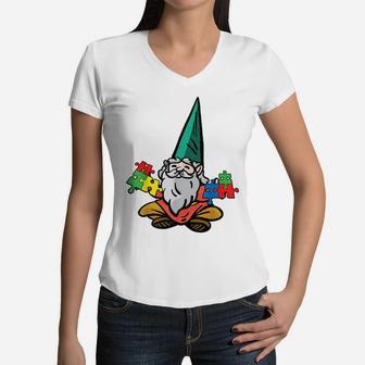 Gnome Autism Awareness Cute Baby Boys Girls Toddlers Kids Women V-Neck T-Shirt | Crazezy CA