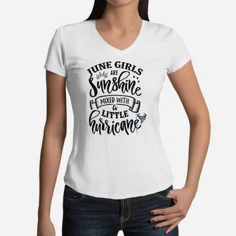 June Girls Are Sunshine Women V-Neck T-Shirt | Crazezy CA