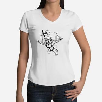 Kids Cry Diving Ferret Women V-Neck T-Shirt | Crazezy
