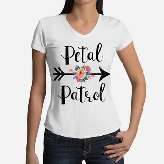 Kids Petal Patrol Flower Girl Shirt - Cute Bridal Party T Shirts Women V-Neck T-Shirt | Crazezy AU