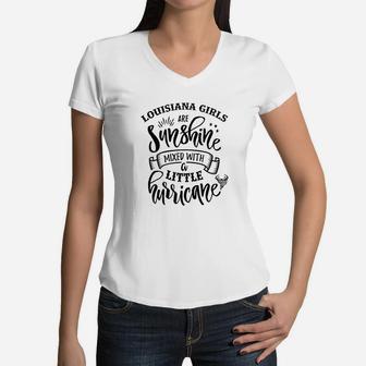 Louisiana Girls Are Sunshine Women V-Neck T-Shirt - Thegiftio UK