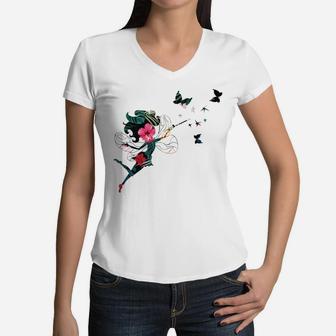 Lover Archery Butterfly Beautiful Girl Gift Women V-Neck T-Shirt - Thegiftio UK