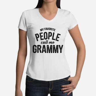 My Favorite People Call Me Grammy Mothers Day Women V-Neck T-Shirt - Seseable