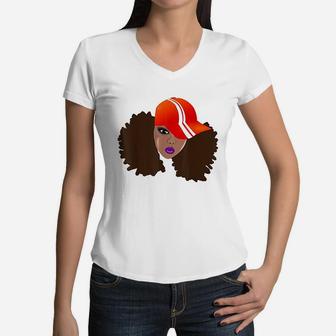 Natural Hair Afro Puffs For Black Girls Women V-Neck T-Shirt | Crazezy AU