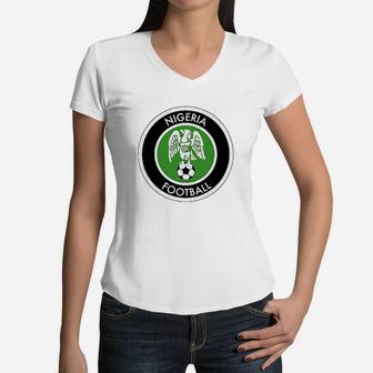 Nigeria Soccer National Team Retro Crest Youth Kids Girl Boy Women V-Neck T-Shirt | Crazezy