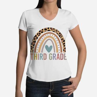 Third Grade Rainbow Girls Boys Teacher Team 3Rd Grade Squad Women V-Neck T-Shirt | Crazezy