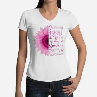 Womens January Girls 1998 Birthday Gift 23 Years Old Made In 1998 Women V-Neck T-Shirt | Crazezy AU