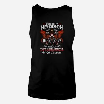 Geburtstags-Unisex TankTop Schwarz, Nicht Neidisch 1977 mit Adler-Design - Seseable