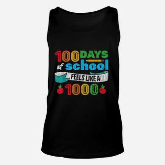 100 Days Of School For Students Teachers Funny Gift Unisex Tank Top | Crazezy