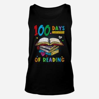100 Days Of School Reading English Teacher Books Stack Tee Unisex Tank Top | Crazezy AU