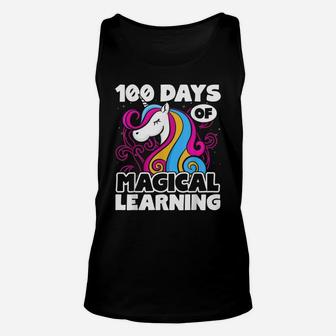 100 Days Of School Shirt Teacher Unicorn Unisex Tank Top | Crazezy