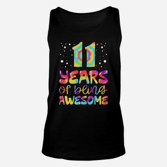 11 Years Of Being Awesome Tie Dye 11 Years Old 11Th Birthday Unisex Tank Top | Crazezy UK