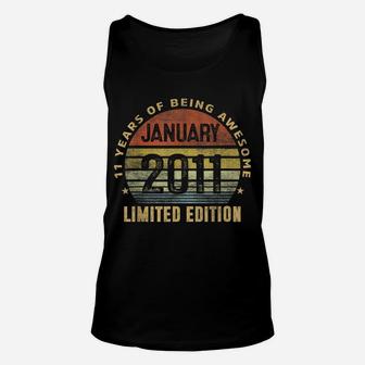 11Th Birthday Gift Men Vintage January 2011 11 Years Old Unisex Tank Top | Crazezy DE