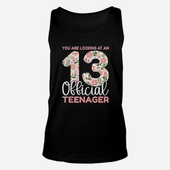 13Th Birthday 13 Years Floral Teenager Birthday Unisex Tank Top | Crazezy DE