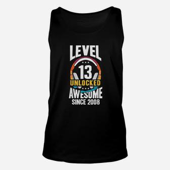 13Th Birthday Gift Level 13 Unlocked Awesome Since 2008 Unisex Tank Top | Crazezy UK