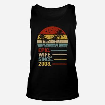 13Th Wedding Anniversary For Her Retro Epic Wife Since 2008 Unisex Tank Top | Crazezy DE
