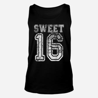 16Th Birthday Gift Teen Sweet Sixteen 16 Varsity Crack Unisex Tank Top | Crazezy AU