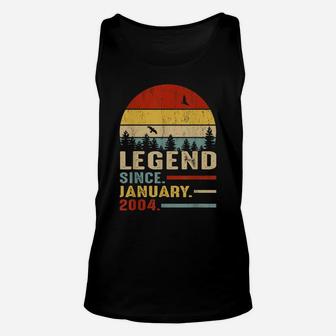 17 Years Old Retro Birthday Gift Legend Since January 2004 Unisex Tank Top | Crazezy