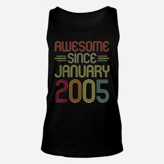 17Th Birthday Gift Awesome Since January 2005 17 Years Old Unisex Tank Top | Crazezy