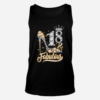 18 & Fabulous 18 Years Old 18Th Birthday Diamond Crown Shoes Unisex Tank Top | Crazezy AU