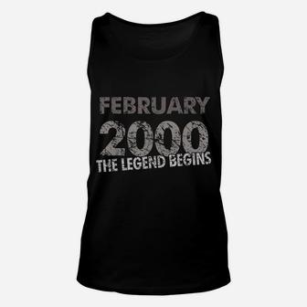 19Th Birthday Shirt - February 2000 - The Legend Begins Unisex Tank Top | Crazezy
