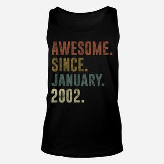 19Th Retro Birthday Gift Vintage Awesome Since January 2002 Unisex Tank Top | Crazezy DE