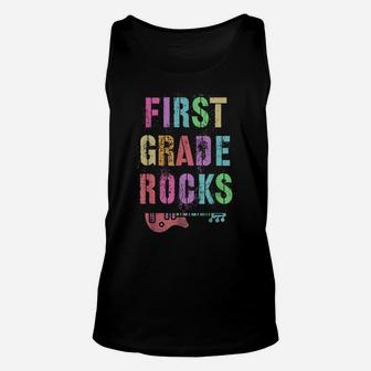 1St Grade Rocks Student Teacher Rockstar Team Rocking Is My Unisex Tank Top | Crazezy