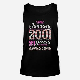 21St Birthday Floral Gift For Womens Born In January 2001 Unisex Tank Top | Crazezy CA