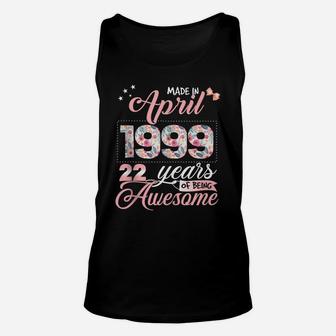 22Nd Birthday Floral Gift For Womens Born In April 1999 Unisex Tank Top | Crazezy