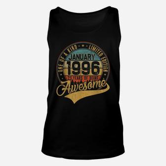 25Th Birthday Gift Retro January 1996 25 Yrs Old 25Th Bday Unisex Tank Top | Crazezy CA