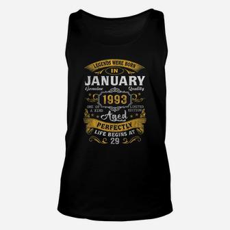 29Th Birthday Gift 29 Year Old Legend Since January 1993 Unisex Tank Top | Crazezy