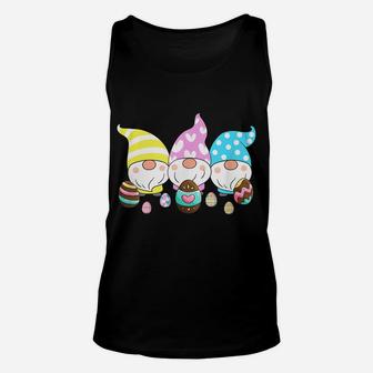 3 Easter Gnomes Pastel Spring Egg Hunt Hunting Candy Eggs Unisex Tank Top | Crazezy UK