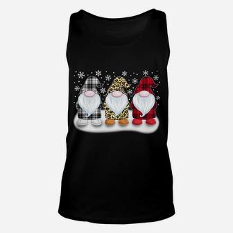 3 Gnomes Red Plaid Leopard Fur White Plaid Gnome Men Women Unisex Tank Top | Crazezy