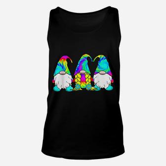 3 Hippie Gnomes Tie Dye Hat Retro Peace Groovy Psychedelic Unisex Tank Top | Crazezy CA