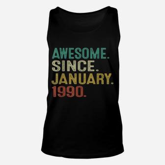 32 Years Old Awesome Since January 1990 32Nd Birthday Gift Unisex Tank Top | Crazezy