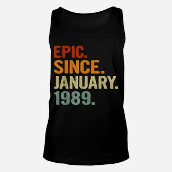 32 Years Old Retro Birthday Gift Epic Since January 1989 Unisex Tank Top | Crazezy