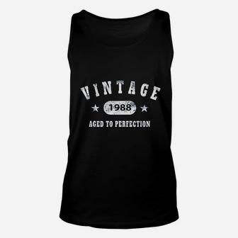 33Rd Birthday For Men Vintage 1988 Aged To Perfection Unisex Tank Top | Crazezy