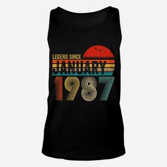 34 Years Old Retro Birthday Gift Legend Since January 1987 Unisex Tank Top | Crazezy