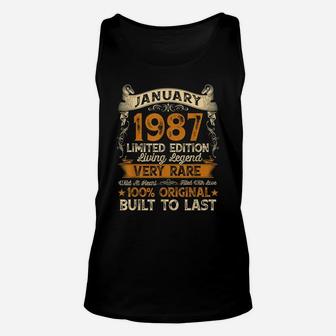34Th Birthday Gift 34 Years Old Retro Vintage January 1987 Unisex Tank Top | Crazezy